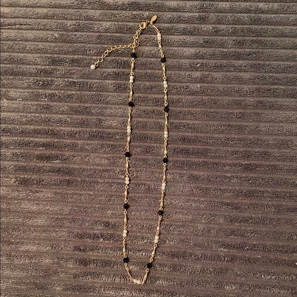 Elegant Gold tone and Black Beaded Necklace
